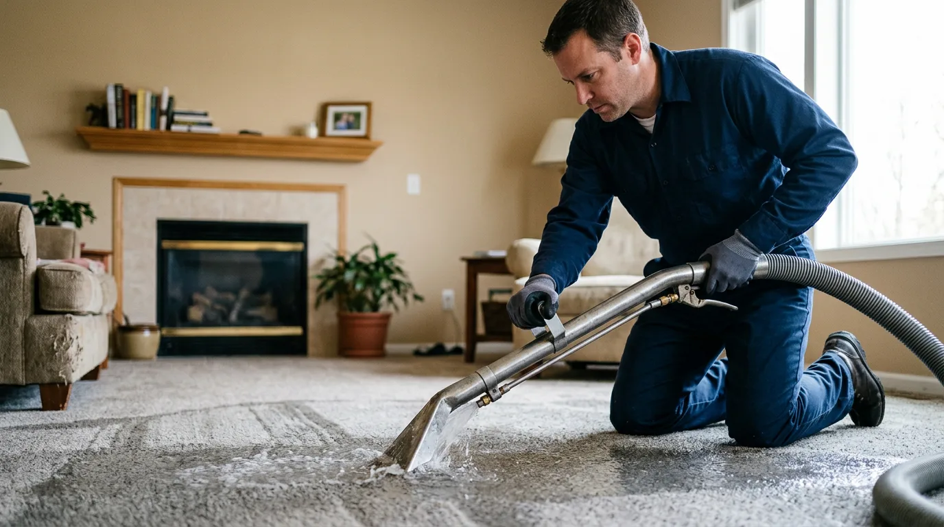 Water damage restoration technician working near Montfort, WI